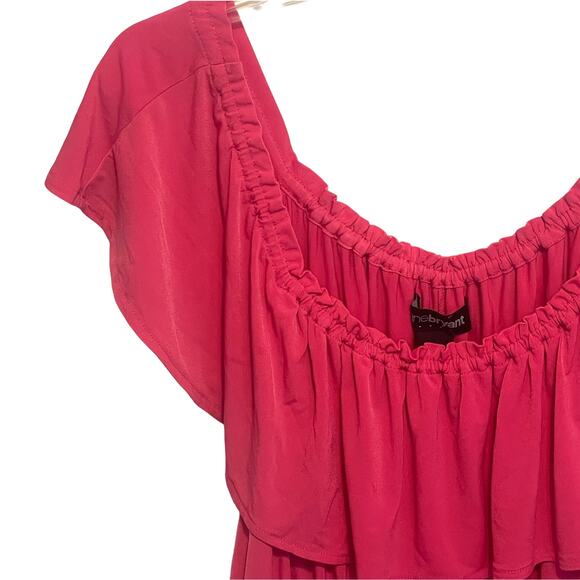 Lane Bryant NEW Flounce Dress Womens Size 14/16W Pink Off Shoulder Barbiecore - Picture 3 of 6